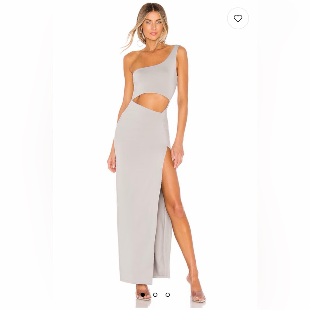 Superdown One-Shoulder Cutout Maxi Dress in Light Gray